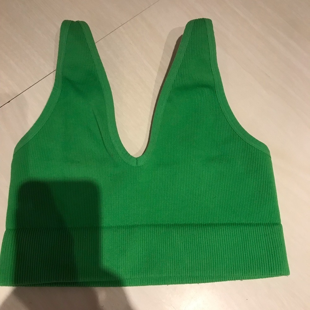 Garage Vibrant Green Ribbed Crop Top
